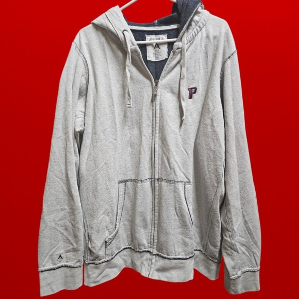 Antigua Full Zip Hoodie Sweatshirt Gray with Pocket Casual Activewear XL‎